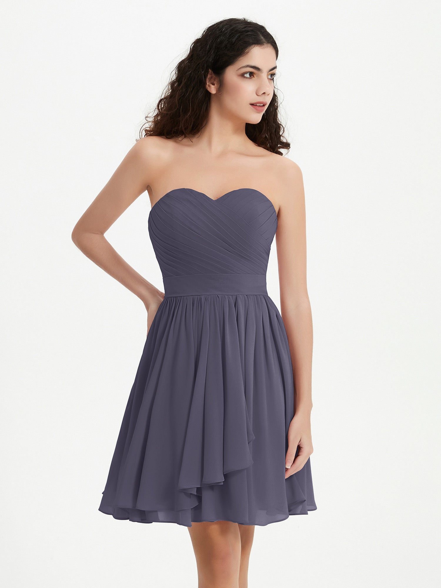 Strapless Chiffon Short Dresses with Bow Stormy